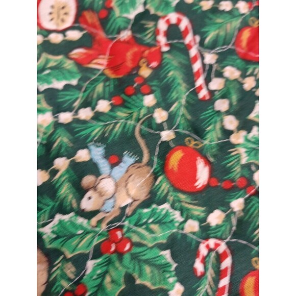 Christmas Tree Skirt Red Green Bambi Rabbit Cats Dogs Quilted Candy Cane 57" - Picture 9 of 12